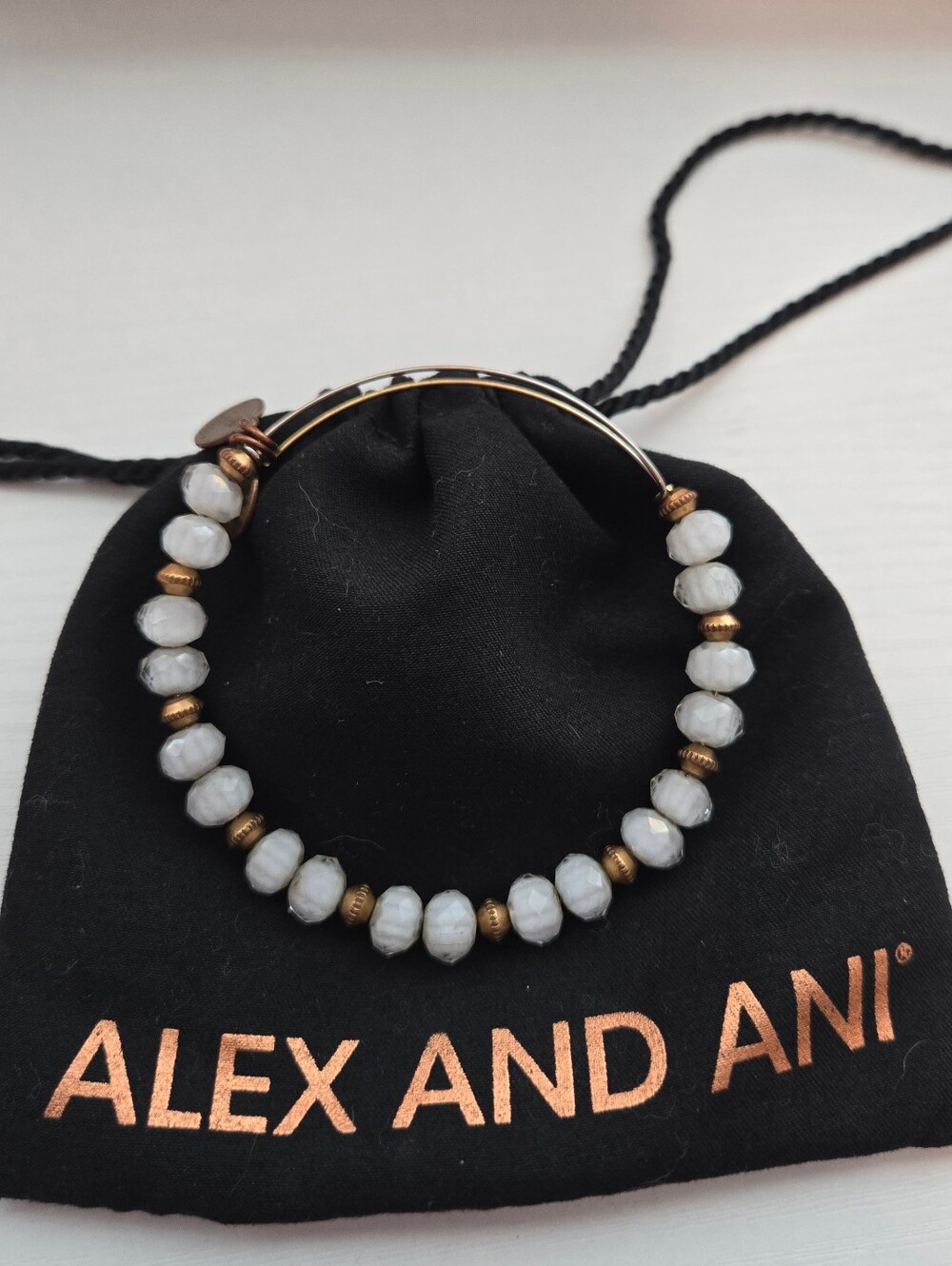 Alex and Ani Stone Bracelet with Gold Accents